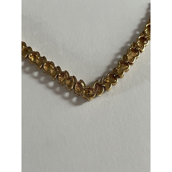 Vermeil Sterling Silver  .10ctw Diamond Flat V Wheat Necklace 16.5” 8.38G - Picture 11 of 16